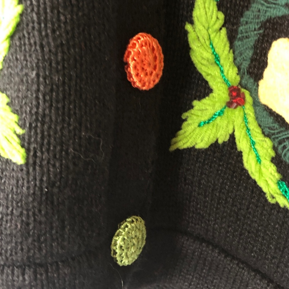 Storybook Knits Black Cardigan with Multicolor floral Embroidery - Picture 8 of 9